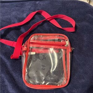 Clear Crossbody Bag with Red Trim